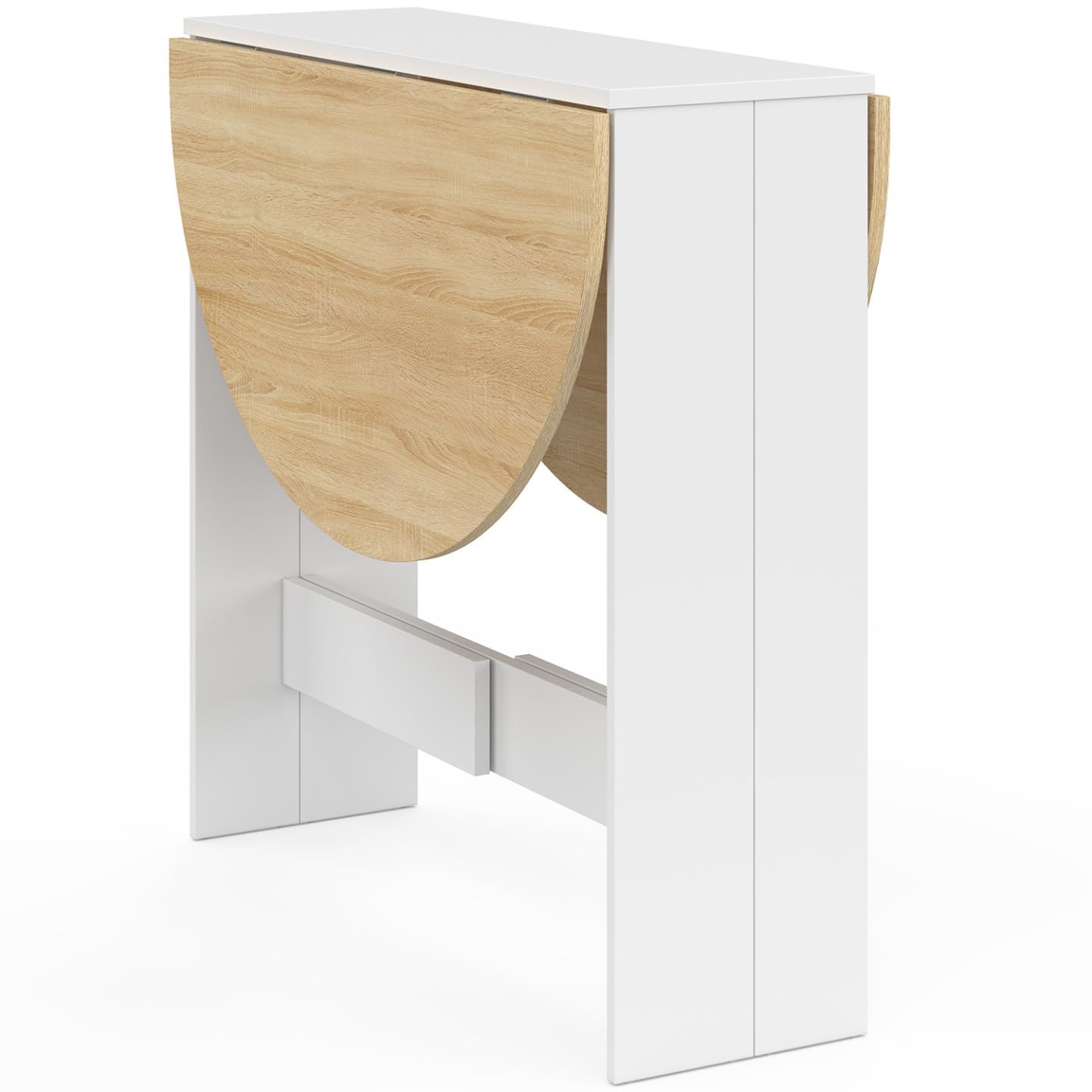 IDMarket - Table Console Pliable Ronde EDI 2-4 Personnes 103 x 76 cm