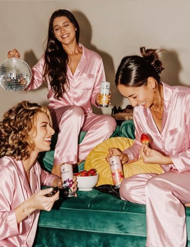 Image of SWOMOG Long Sleeve Pajamas Set Silk Satin Sleepwear Button Down Pjs Loungewear with Pocket