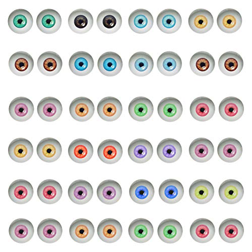 50 Pairs 8mm Glass Dome Human Eyes for Art Dolls Sculptures Props Masks Fursuits Taxidermy Jewelry Making Flatback