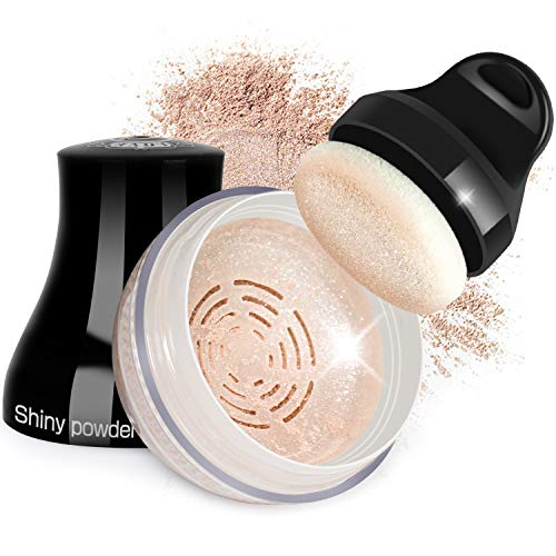 Proteove Loose Powder - Shimmery Loose Powder for Face and Body Highlighter Makeup, Handle Powder Puff Design, Lightweight & Glowing, Translucent