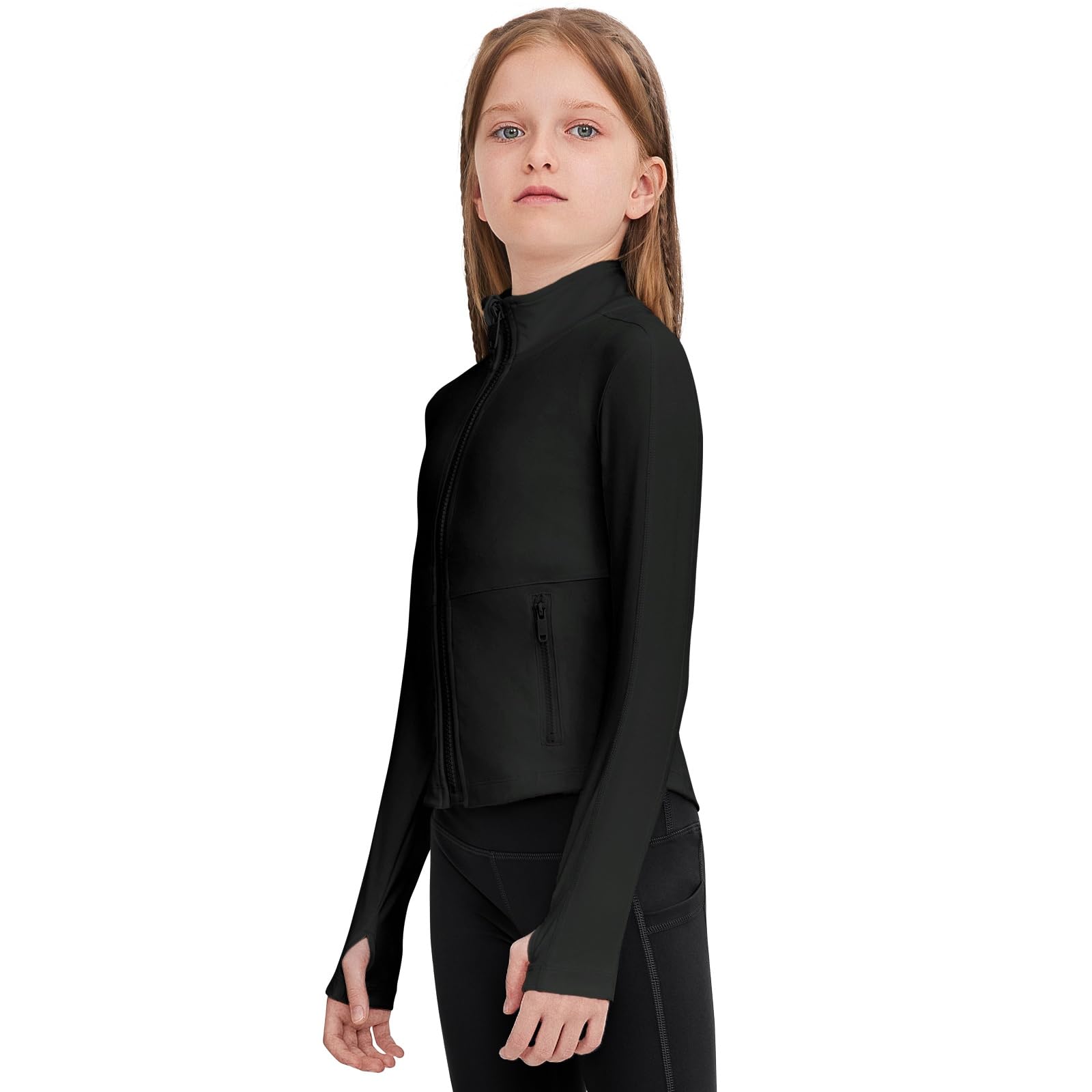 B&amp;GCozy Girls Riding Jacket Zip Up Fall Winter Lightweight Jacket for Girls Fall Winter Coats Black 12-13 Years