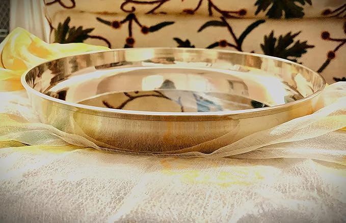 Image of Dinner Set thali Bronze Plates Handmade Approx 990 Gm Single Item Weight 12 Inch Bronze Kansa Thali (1 Thali)