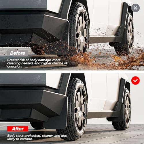 Image of 4PCS Mud Flaps for 2024 2025 Tesla Cybertruck,All Weather Fender Front & Rear Mud Grards for Cybertruck Accessories