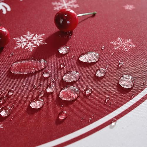auons Christmas Tablecloth Round 60 Inch, Snowflake Santa Claus White Washable Table Cloths Christmas Decorations - Image 4