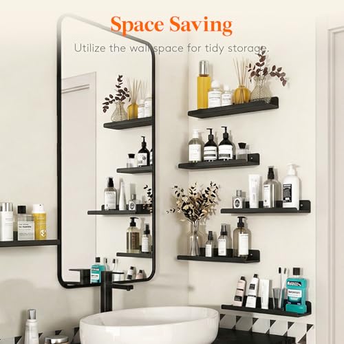 Image of Lifewit Acrylic Floating Shelves for Bathroom 14 inch Black, 4 Pack