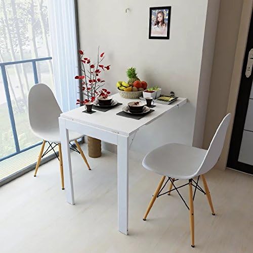 Aeumruch Wall Mounted Table Space Saver Fold Out Convertible Desk (White), 35 in x 24 in x 29