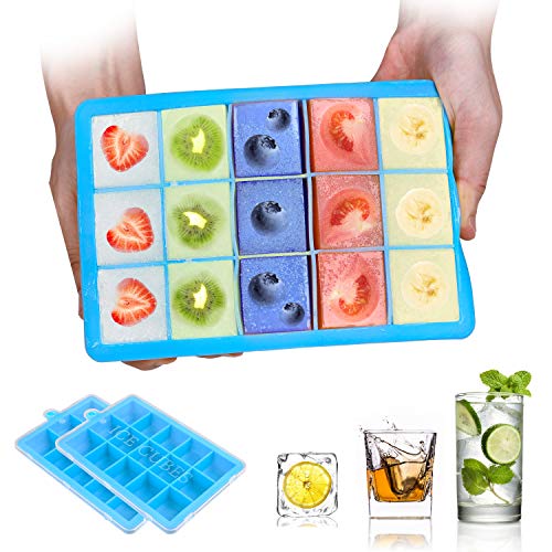Ice Cube Trays,BomStar 2-Pack Silicone Ice Cube Molds with Lid Food Grade Silica