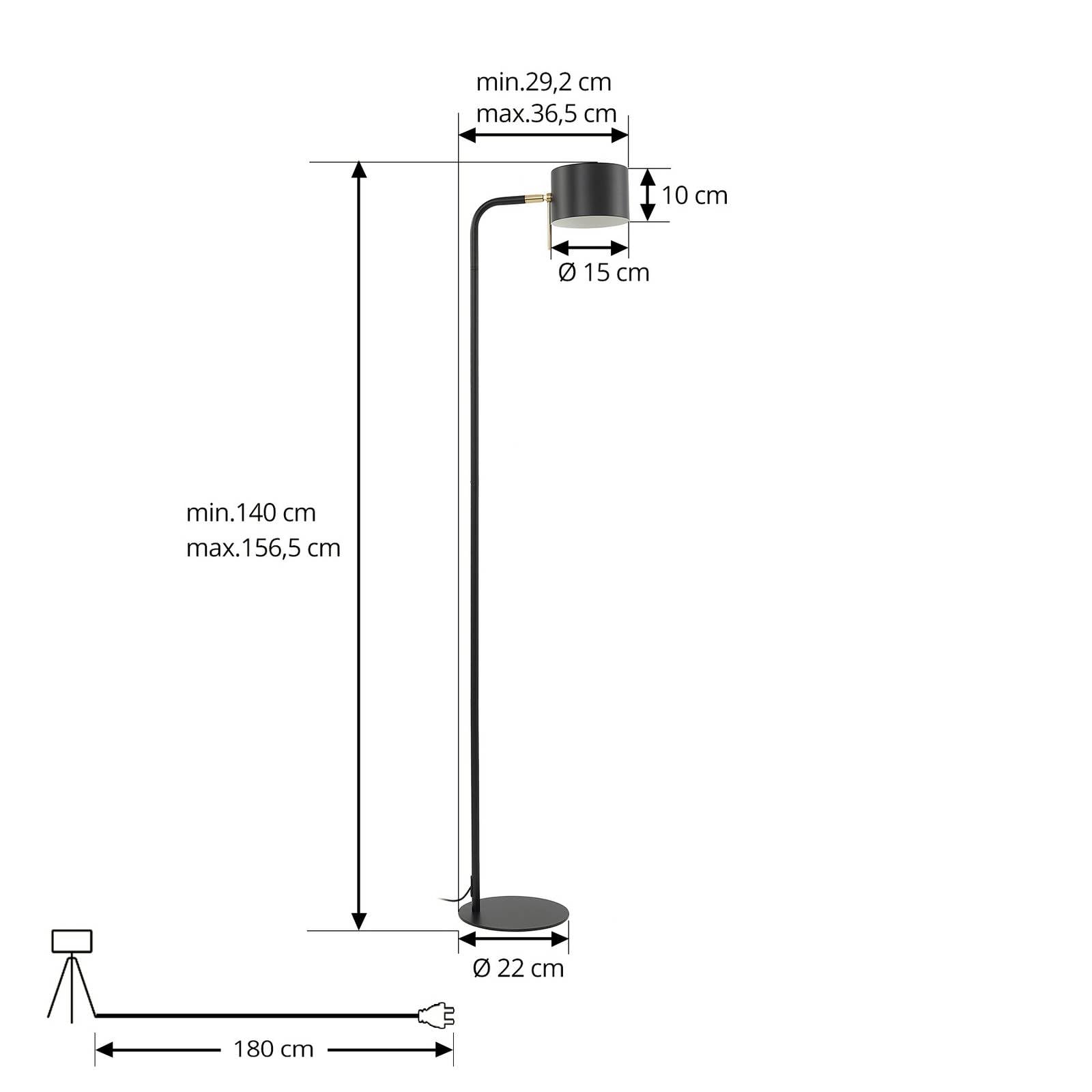 Lindby Lampa stojąca Kaida (nowoczesna) w kolorze czarnym z metalu (1 lampa, E27) - lampa stojąca, salon