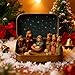 Aakluk Handcrafted Pocket Nativity Scene Gift Tin | Mini-Weihnachtskrippenset In Einer Blechdose Heilige Familie Schafe Und Jesus Figuren Dekors| Für Zuhause, Büro, Schlafzimmer, Bücherregal, Kirche
