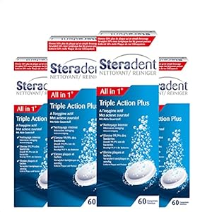 Steradent Kunstgebit Reiniger – Triple Action Plus – 60 stuks x4