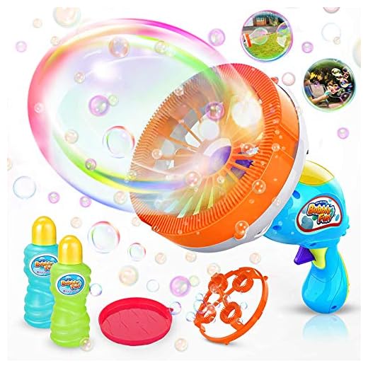 WisToyz Bubble Machine Bubble Blower Giant & Small Bubble Maker with 2 Bubble Wands, Bubble Machine for Kids Dip &Press Bubble Gun 800+ Bubbles Per Minute 2 x 8 oz Bubble Solution Included