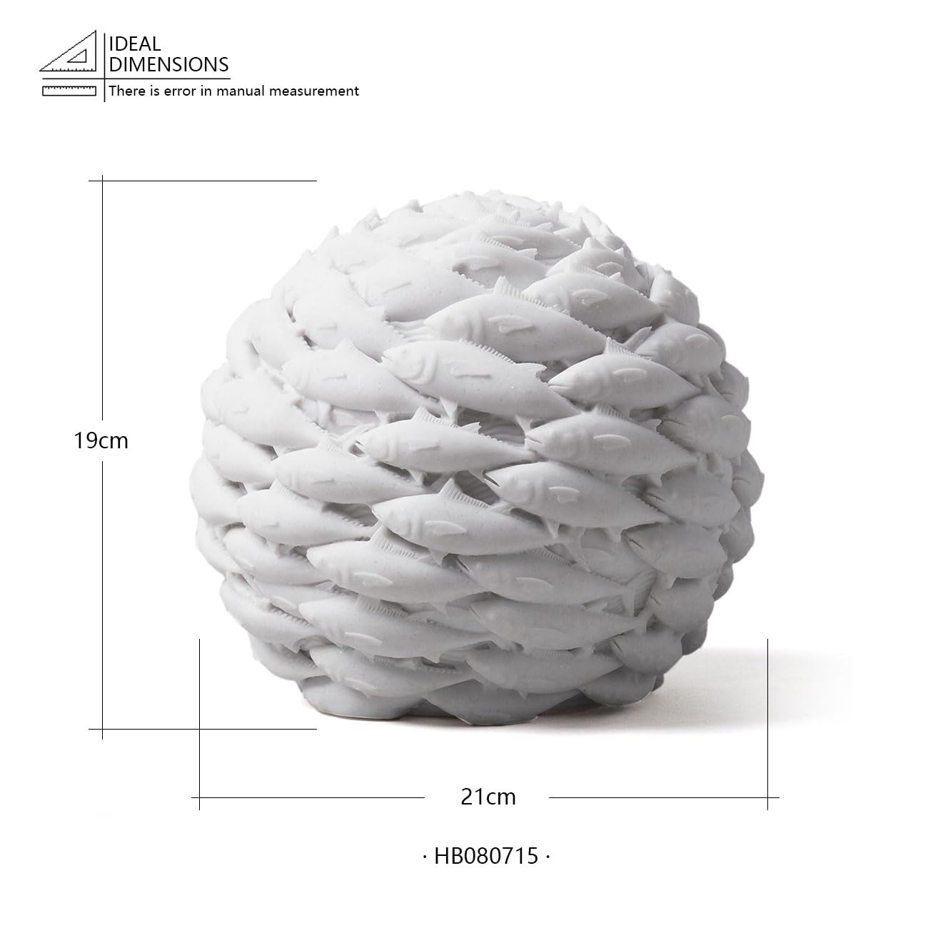 HAUCOZE Nowoczesna rzeźba wystrój domu figurka ryby abstrakcyjna statuetka 21 cm | Biała żywica ręcznie robiona sztuka morska ozdoba stół centralny prezent do salonu biura kawiarni baru