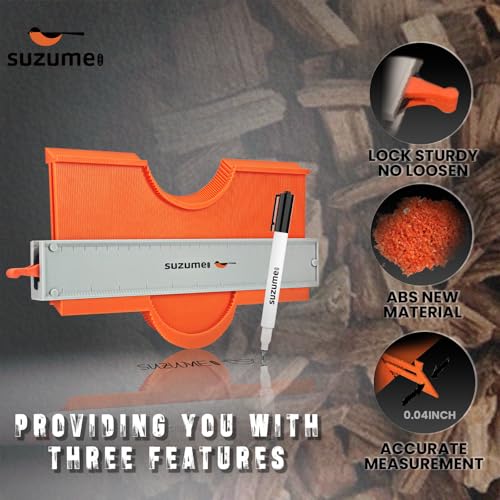Image of 10 Inch Contour Gauge Tool New ABS Plastic Adjustable Lock Super Gauge Precisely Copy Irregular Profile Tool with A Woodworking Marker,Corner, Pipe, Tile, Flooring，Angle Measuring
