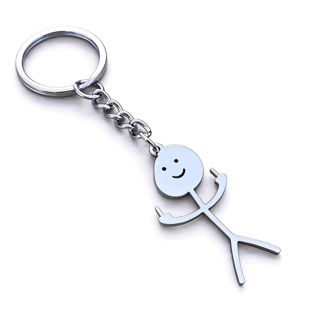 Stainless Steel Funny Doodle Keychain Middle Finger Pendant Keyring Long Distance Friendship Jewelry for Men Women