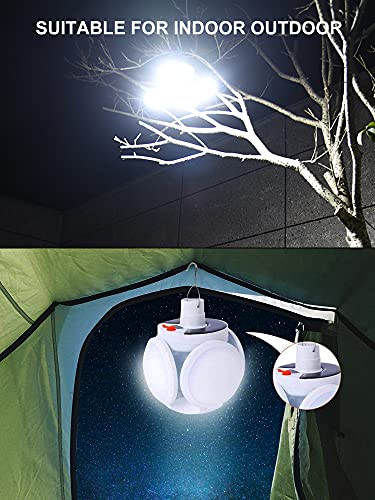 Solar Camping Lantern, Portable Tent Lamp With Hanging Hook, Folding Led Football Bulbs Rechargeable Usb Camping Lights For Home, Office, Tent, Car, Emergency Outages (2Pack) #TOP5