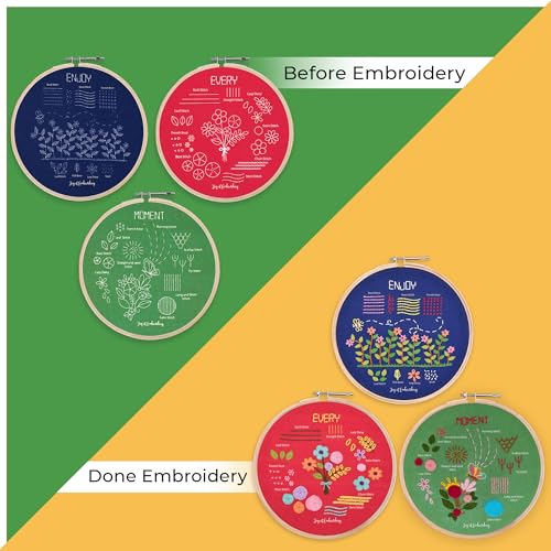 Image of picknMAKE Combo of 3 Embroidery kit for Beginners for Adults & Kids | Complete embroidery combo kit, 16 threads, hoops, needles, relaxing beginner-friendly craft, great gift for all ages