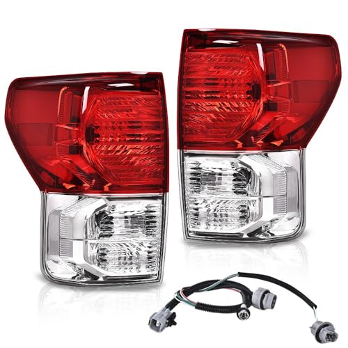 G-PLUS Tail Lights Assembly Compatible with Toyota Tundra 2007-2013 Rear Brake Tail Lamps w/Wiring Harness Driver Left & Passenger Right Luces Traseras Faros Traseros Luces Traseras