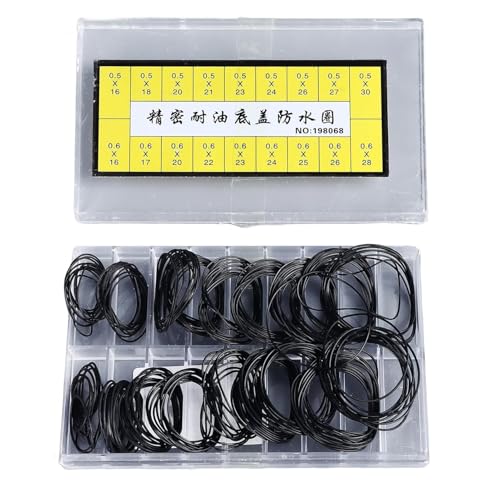 180Pcs Watch Gaskets Assorted, Watch O Rings Assortment, Case Back Gasket O-Ring Replacement,18 Sizes (16mm-30mm) for Watch Repair Replacement,Watch Repair Tools