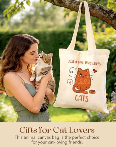 Image of Miss Adola Cute Canvas Tote Bag for Women Girls - Animal Lover Aesthetic Bags with Magnetic Buckle and Zipper Inner Pocket