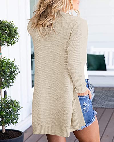 MEROKEETY Women's Long Sleeve Cardigan Sweaters Open Front Waffle Knit Cozy Sweater Coat with Pockets4