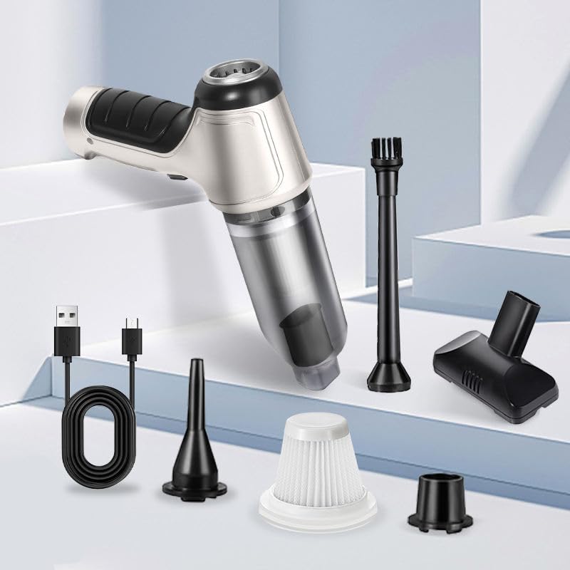 Image of Handheld Vacuum Cleaner with 3 Attachments & Blower for Wet & Dry Cleaning for Home /Office /Car /Keyboard /Travel /Sofa /Office (Green Vaccume)