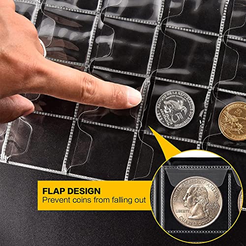 Coin Collection Book Holder Album for Collectors, 300 Pockets Coins Display Storage Case, Collecting Sleeves Organizer Box for Coin Collections Supplies, Money Currency, Pennies, Quarters - Blue