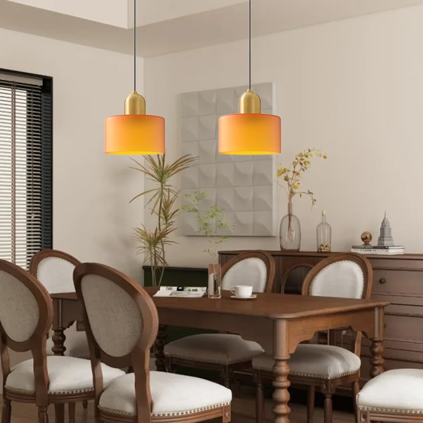 Lámpara de techo de vidrio naranja para iluminar mesas de comedor y dormitorios 6