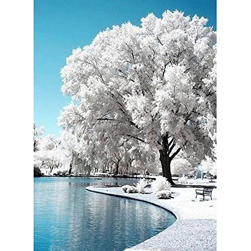 Peinture diamant 5d complet grand arbre blanc broderie 40x80cm