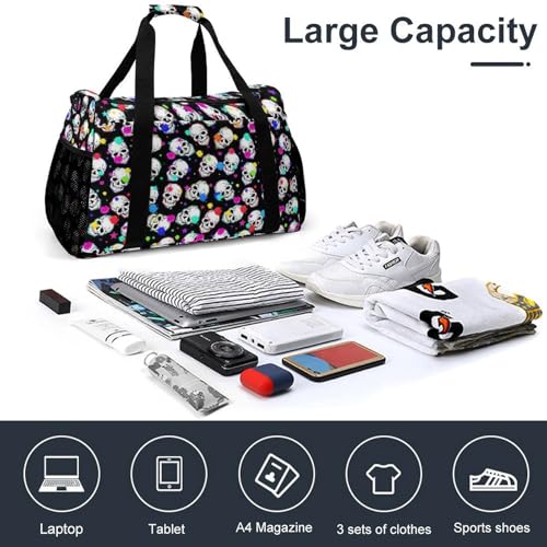 Skull Travel Duffle Bags Foldable Gym Bag Weekender Overnight Bags Carry On Beach Handbag4