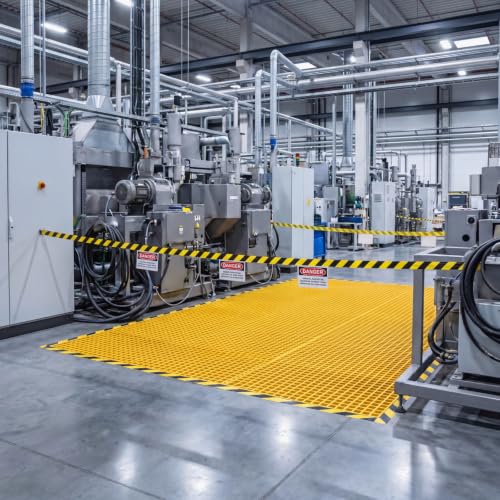 Image of Cinnvoice 1 Pcs Fiberglass Molded Grating, Non-Slip Frp Bar Grate Panel 1.5 inch Square Open Mesh Industrial Grating for Floor, Platform, Deck, Drain Trench, Car Wash (36 x 25 x 1.5 Inches,Yellow)