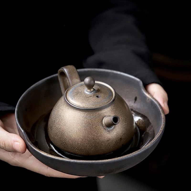 Plateau de service à thé en céramique rétro pour infusion sèche et tasse de table basse - 8