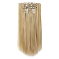 Vista 31 de HSPJHTM Extensiones de cabello castaño rojizo con clip, extensiones de cabello sintético de 22 pulgadas para Halloween, extensiones de cabello