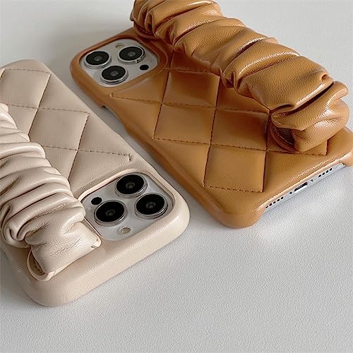 Coque dragonne iPhone 13 Pro Max aspect cuir matelassé et support vidéo