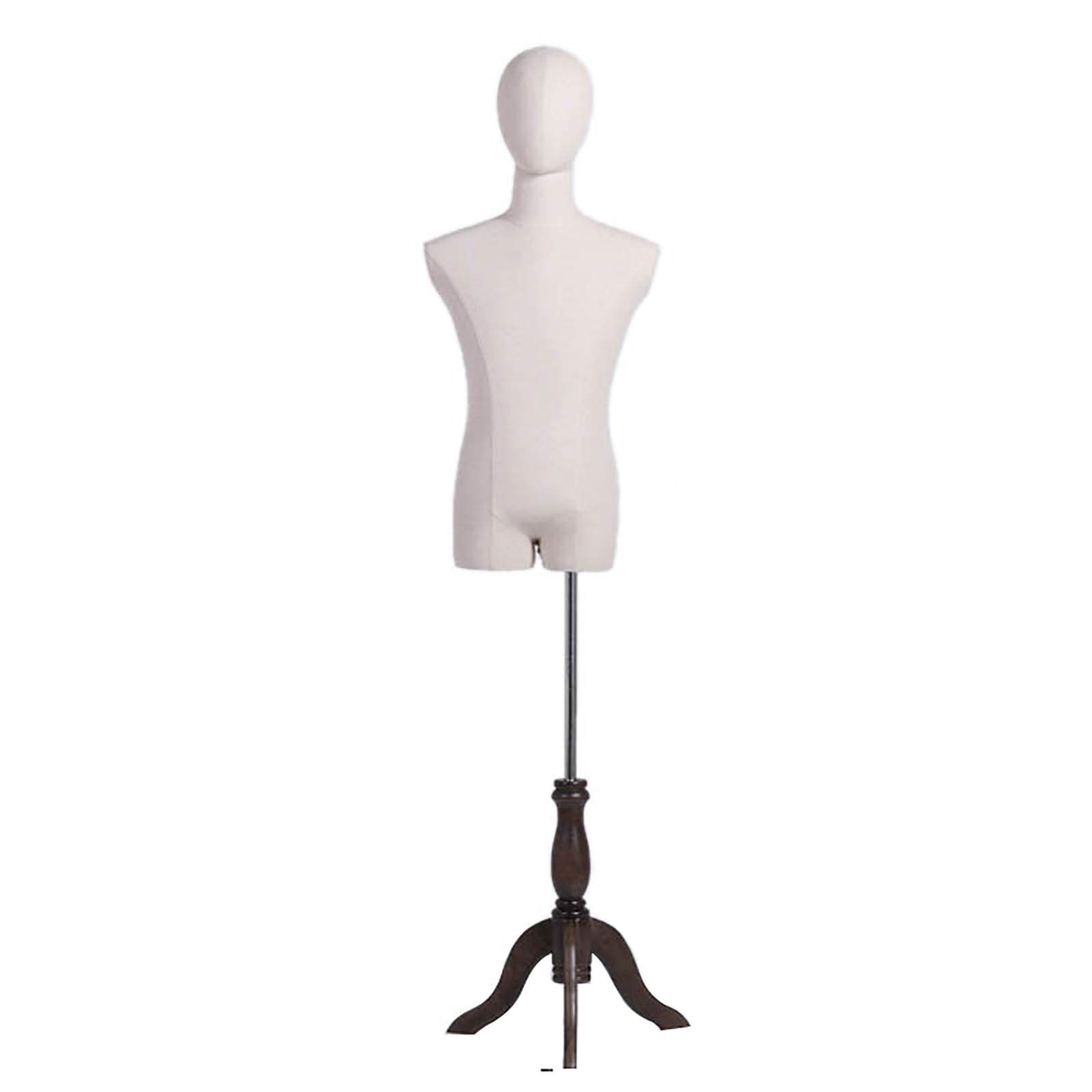 JLXJHalf Body Male Mannequins with Wood Triangle Stand, Adjustable Height: 57-72in, Adult Dress Form Clothing Display Dummy