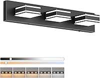 Vista 18 de Ralbay Lámpara de tocador LED moderna de 48 pulgadas para baño, 6 luces, moderna lámpara de pared de baño de acrílico LED en mate negro para tocador