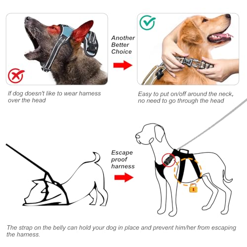 HEELE Hundegeschirr, Ausbruchsicher, Schnalle im Halsbereich, Reflektierend, Brustgeschirr mit Robuster Griff, Panikgeschirr Hund, Hundegeschirr Stabilen Eindruck, Passt wie Angegossen, Braun, M