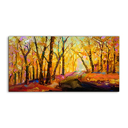 Image sur verre salon 100x50cm murale photo art paysage arbres automne décoration moderne