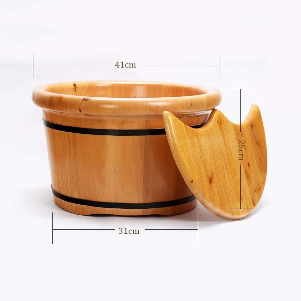 Barril de madera para pies, bañera de hidromasaje, bañera de pies para remojar los pies, cubo de madera para pedicura, cubo de pies con tapa, piscina para adultos como regalo para comprar