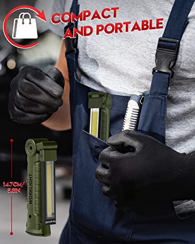 Coquimbo Tool Gifts For Men, Rechargeable Led Work Light Flashlights With Magnetic Base 5 Modes 360° Rotate (2Pack, Green) #TOP7