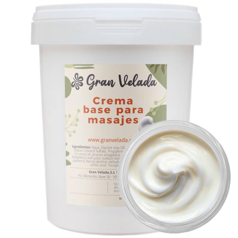 Gran Velada - Crema Base para Masajes 5000 cc | Base Hidratante Corporal a Granel | Emulsión Fluida y Suave | Personalizable con Activos (hasta 4%) | Perfecta para Masajes Relajantes y Musculares