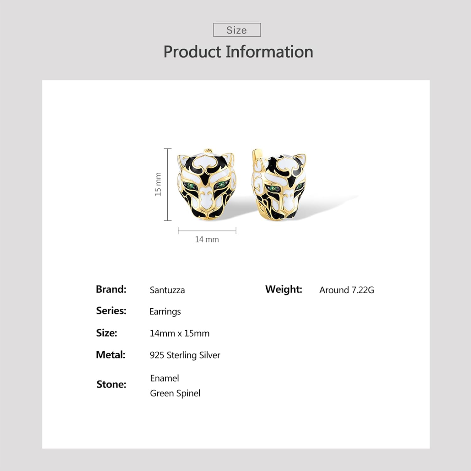 Santuzza Sterling Silver Hypoallergenic Panther Earrings for Women