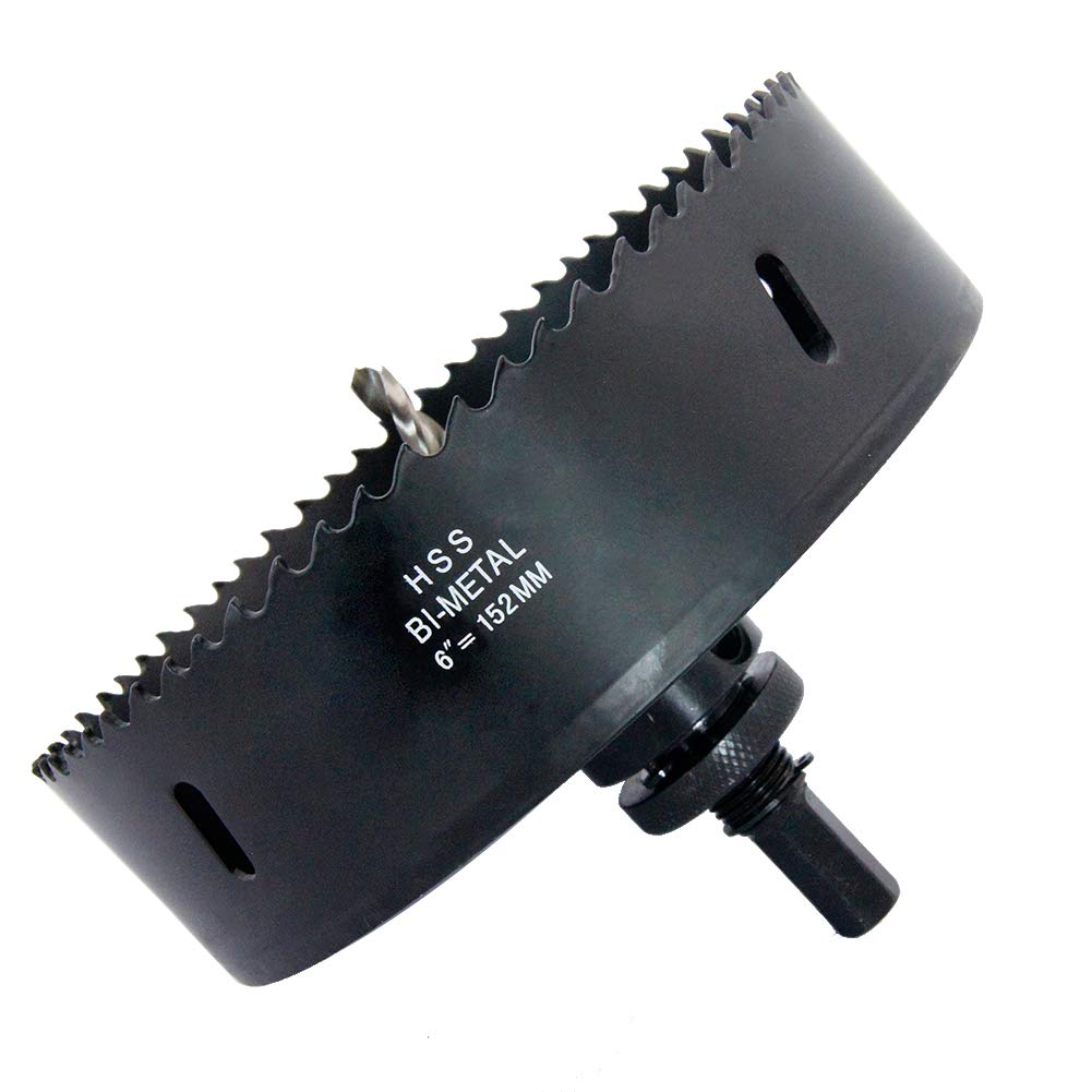 Lochsäge 152mm, LAIWEI lochbohrer mit A2 Schwerlastdorn, 4341 Bohrer, Schnitttiefe 38mm, zum Bohren von Löchern in Holz, Aluminiumprofilen, PVC und Metallrohren