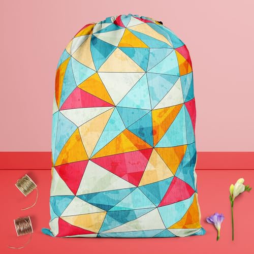 Image of ArtzFolio Vintage Triangles | Reusable Sack Bag | Bag for Gym, Storage, Vegetable & Travel
