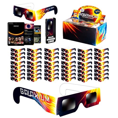 Galaxium Solar Eclipse Glasses AAS Approved 2026 - [50 Pack] Trusted for Direct Solar Eclipse Viewing - ISO 12312-2 & CE Certified