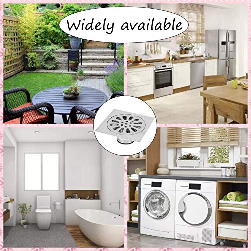 Floor Drain with Removable Cover,100 * 100mm Sink Square Stainless Steel Shower Drain Drainage Guards,Waste Grate Strainer for Bathroom Toilet Laundry Garden Outdoor Kitchen (#3) - Image 3