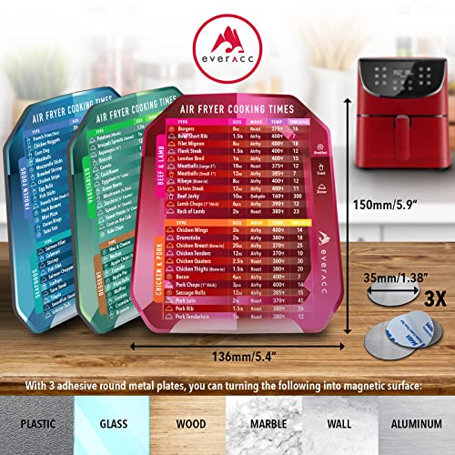 Air Fryer Magnetic Cheat Sheet Set, Instant Vortex Air Fryer Oven Cooking Times Chart, Air Fryer Accessories Frying Pot Kitchen Cooking Quick Guide Cookbook Magnets (Red) #TOP1