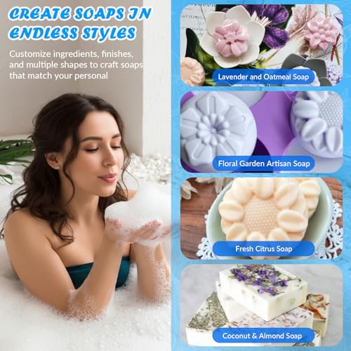 Image of HKNMTT 3Pcs Soap Molds 6-Cavity Multi-Design Silicone Mold for DIY Craft