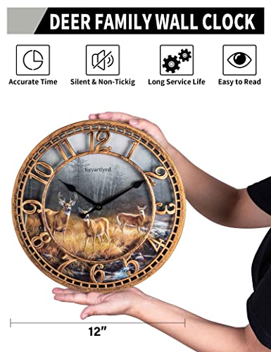 Round-Wall-Clock-Farmhouse-Plastic-Deer-Clock-Battery-Operated-Silent-Non-Ticking-Rustic-Clock-12-Inch-for-Home-Kitchen-Living-Room-Bedroom-Office-Decor-Antique-Copper Round Wall Clock Farmhouse Plastic Deer Clock Battery Operated Silent Non Ticking Rustic Clock 12 Inch for Home Kitchen Living Room Bedroom Office Decor Antique Copper