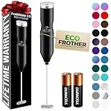 Zulay Kitchen Powerful Frother Wand AA Batteries Included, Ultra Fast Handheld Drink Mixer, Comfort Milk Frother, Stainless Steel Whisker, Frother Handheld for Coffee, Protein & Matcha - Frothmate 2.0