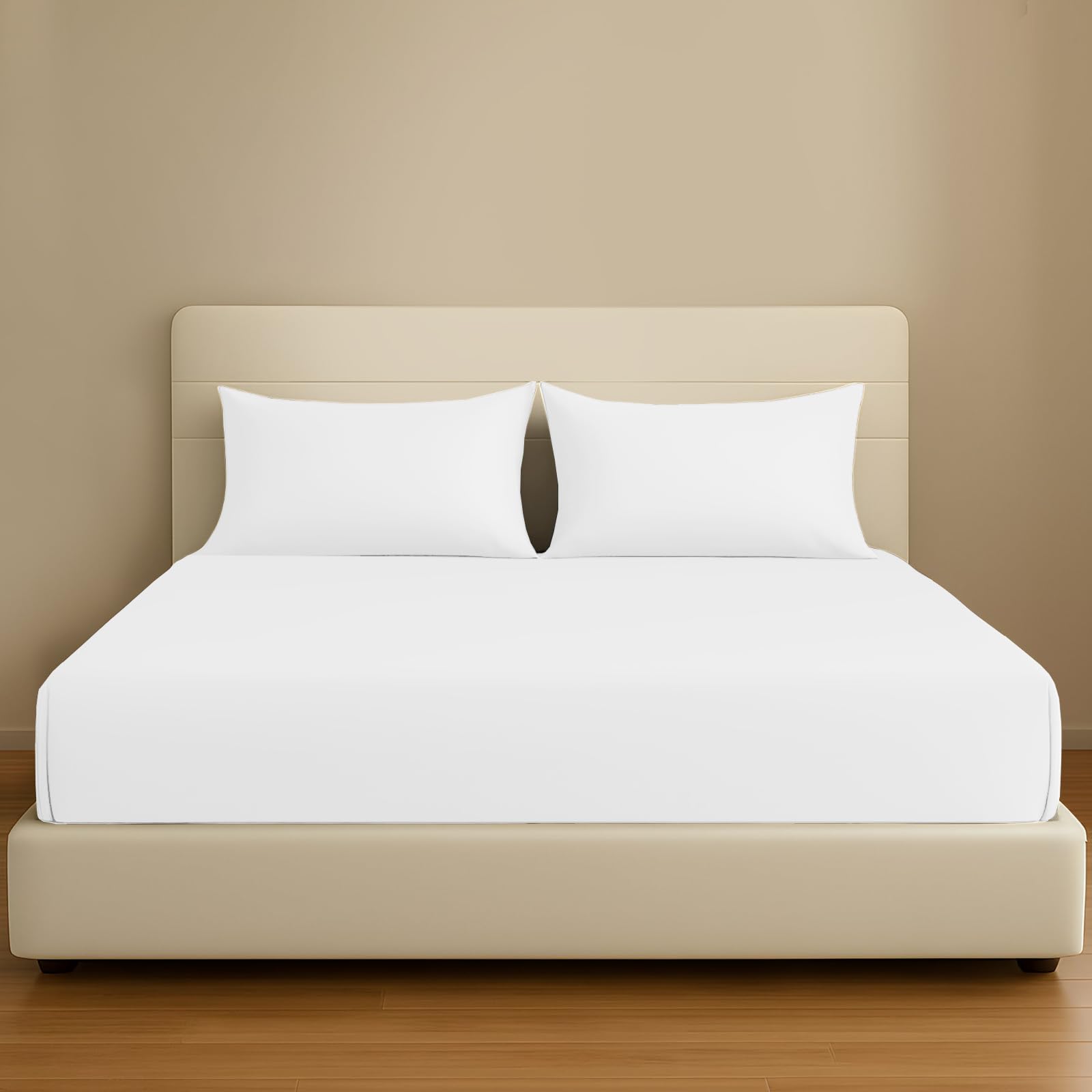 Pamposh 400 Thread Count Egyptian Cotton Double Fitted Sheet Durable Double Premium Natural Cotton Deep Fitted Sheets from B&Q
